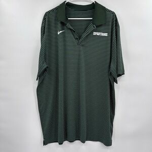 Nike Dri-Fit Mens MSU Spartans Short Sleeve Polo Shirt Size XXL Green White Golf
